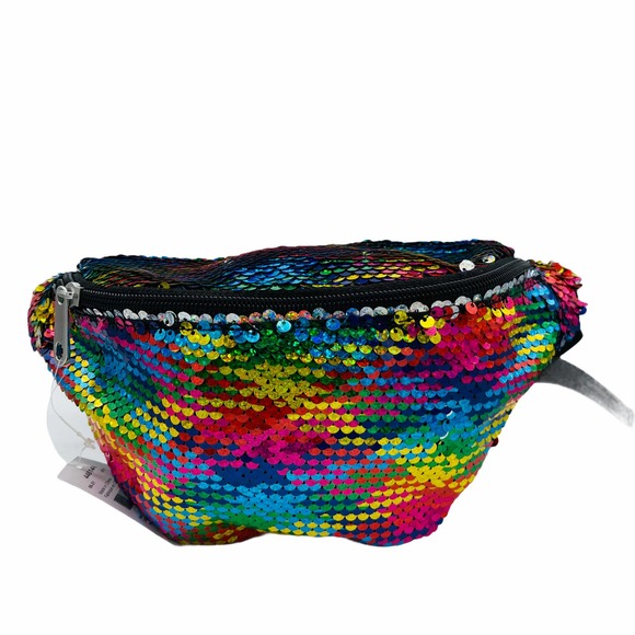 Unknown Handbags - Rainbow Sequin Adjustable Zipper Fanny Pack Bag